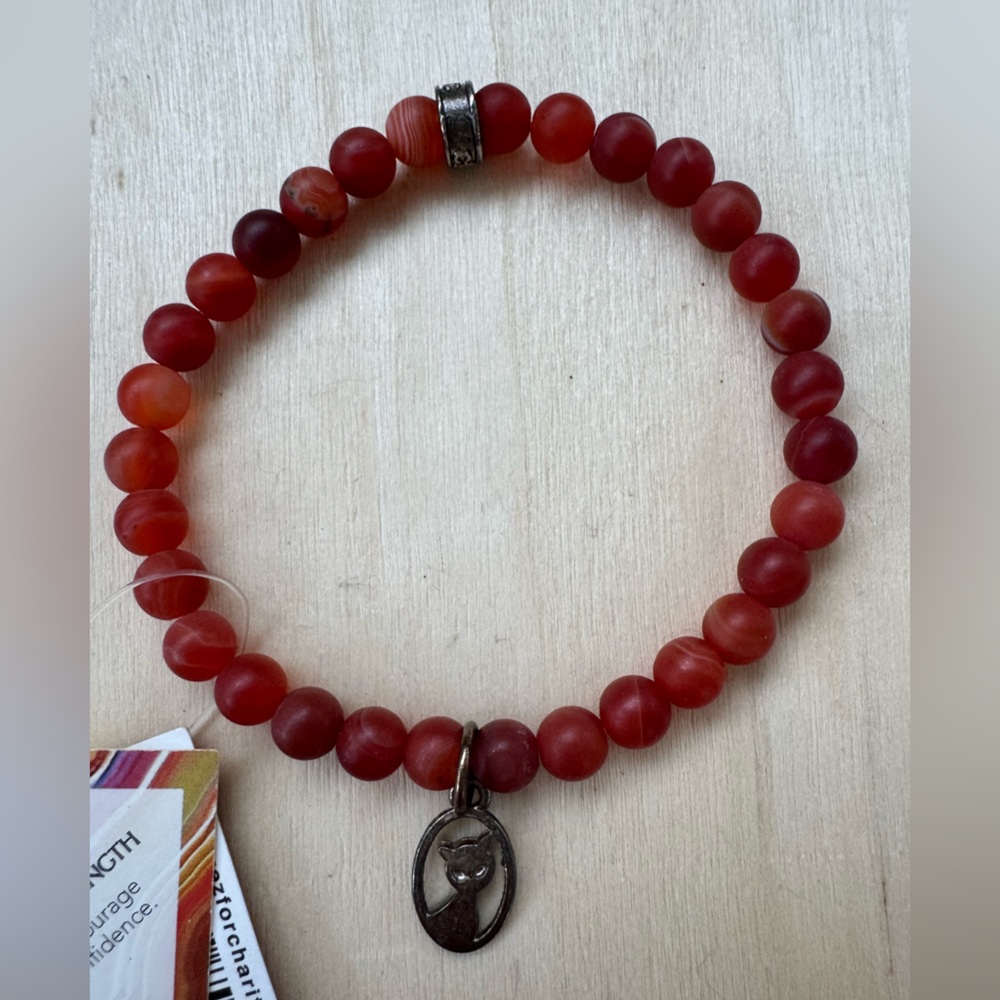 Chavez for Charity Red Agate Bracelet w/Cat